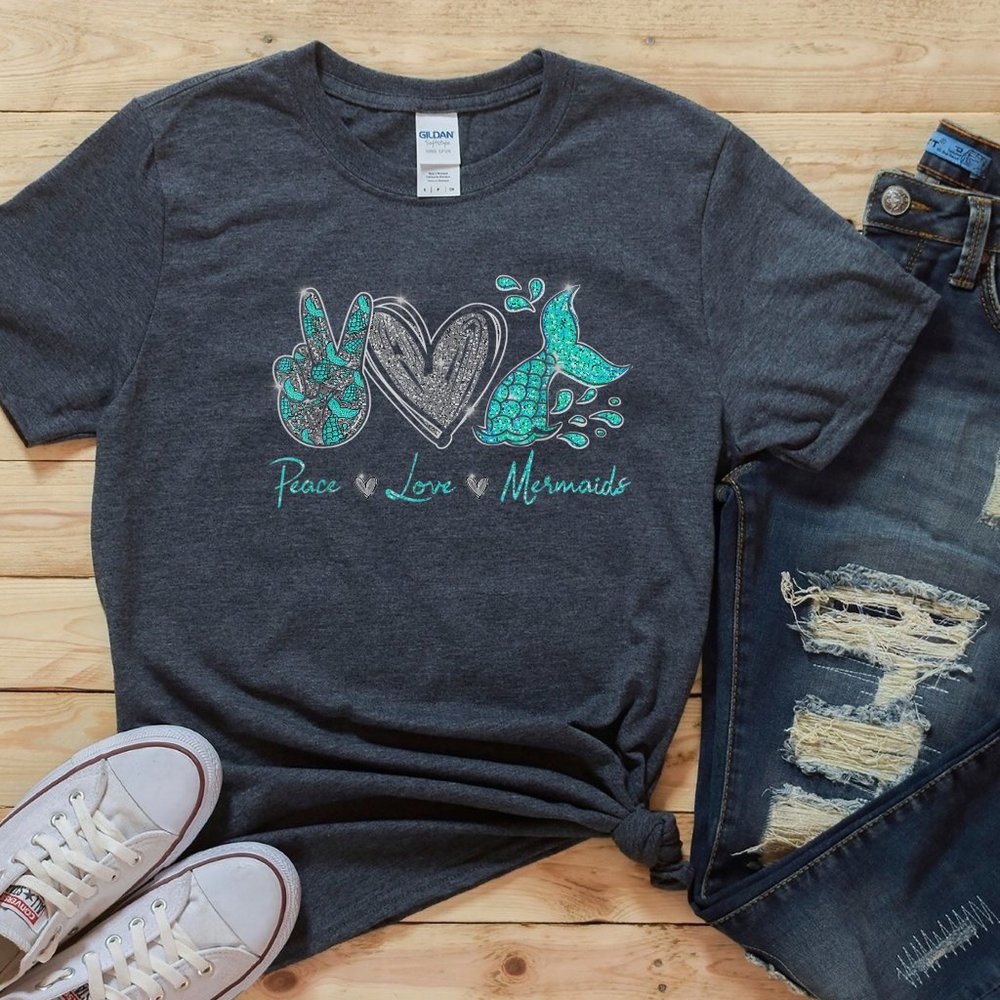 PEACE LOVE MERMAIDS SHIRT MERMAID TEE BEACH SHIRTS